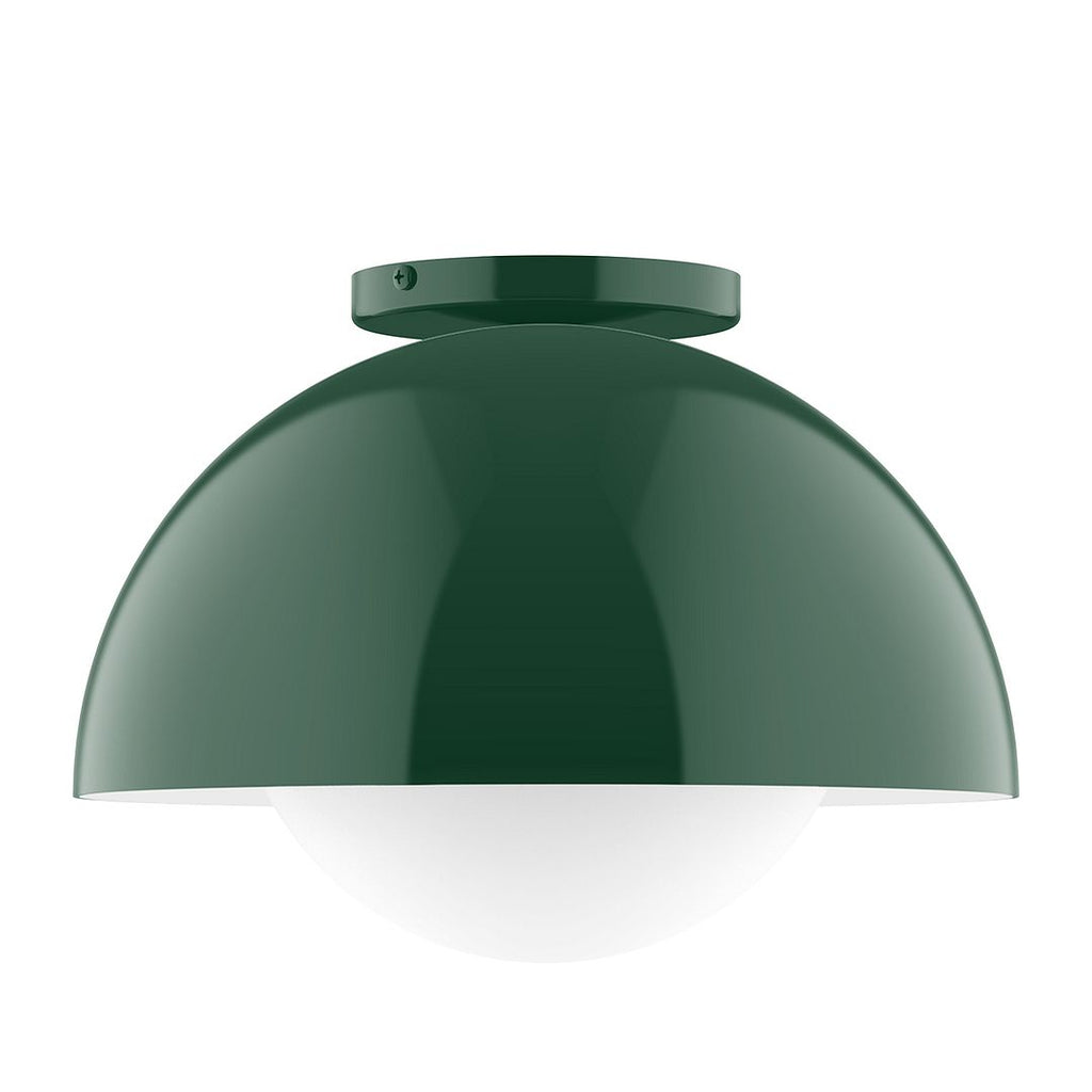 12" Axis Dome Flush Mount With 6 Inch White Opal Glass Globe, Forest Green - FMD432-G15-42