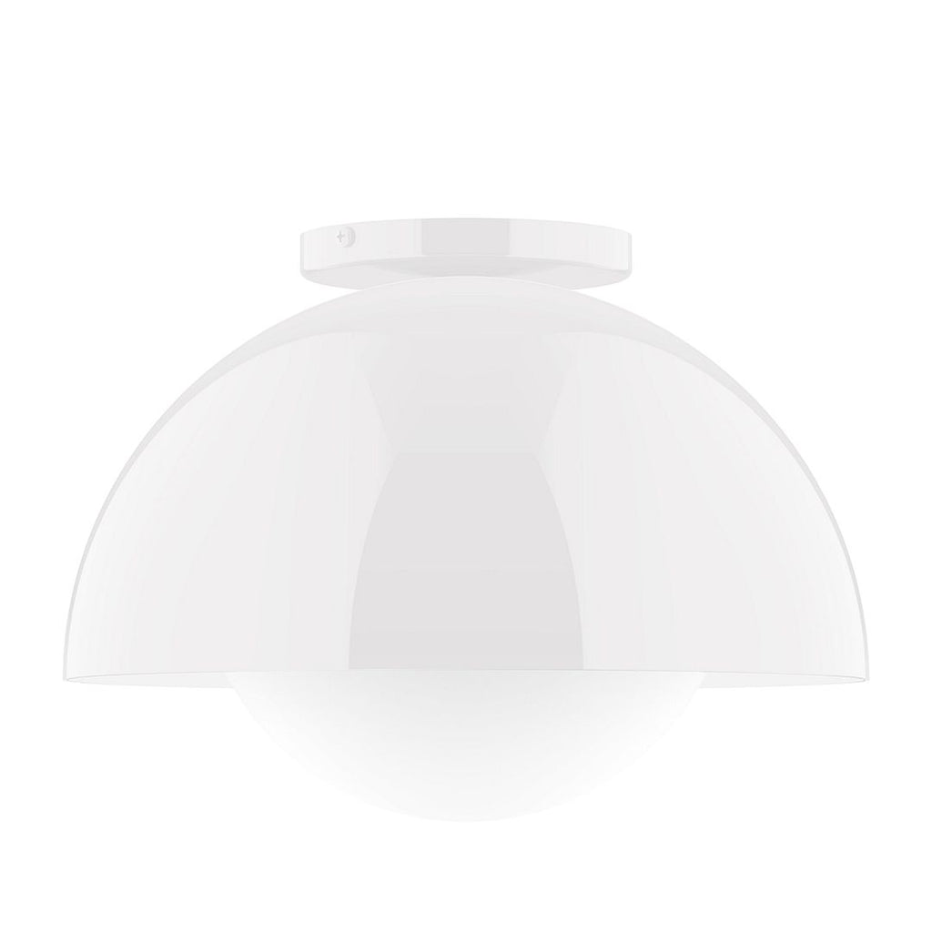 12" Axis Dome Flush Mount With 6 Inch White Opal Glass Globe, White - FMD432-G15-44