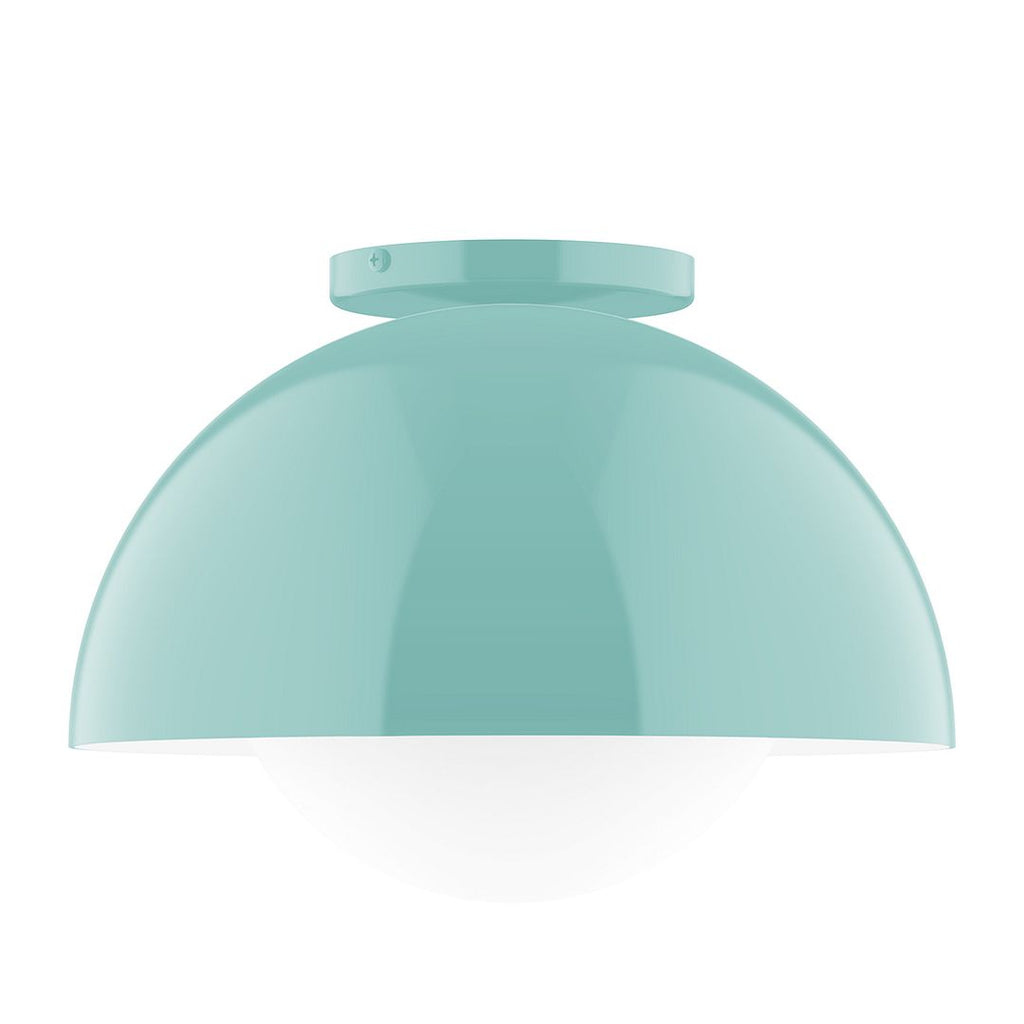 12" Axis Dome Flush Mount With 6 Inch White Opal Glass Globe, Sea Green - FMD432-G15-48