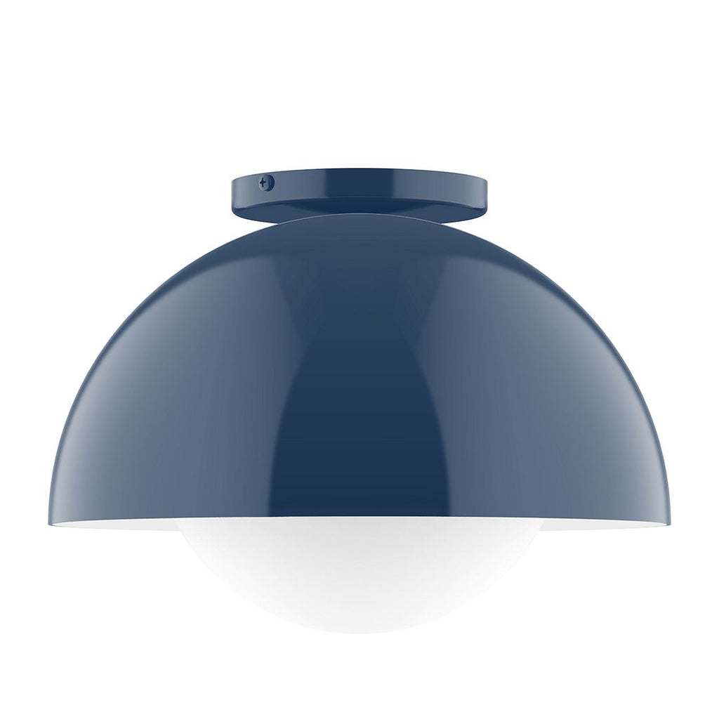 12" Axis Dome Flush Mount With 6 Inch White Opal Glass Globe, Navy - FMD432-G15-50