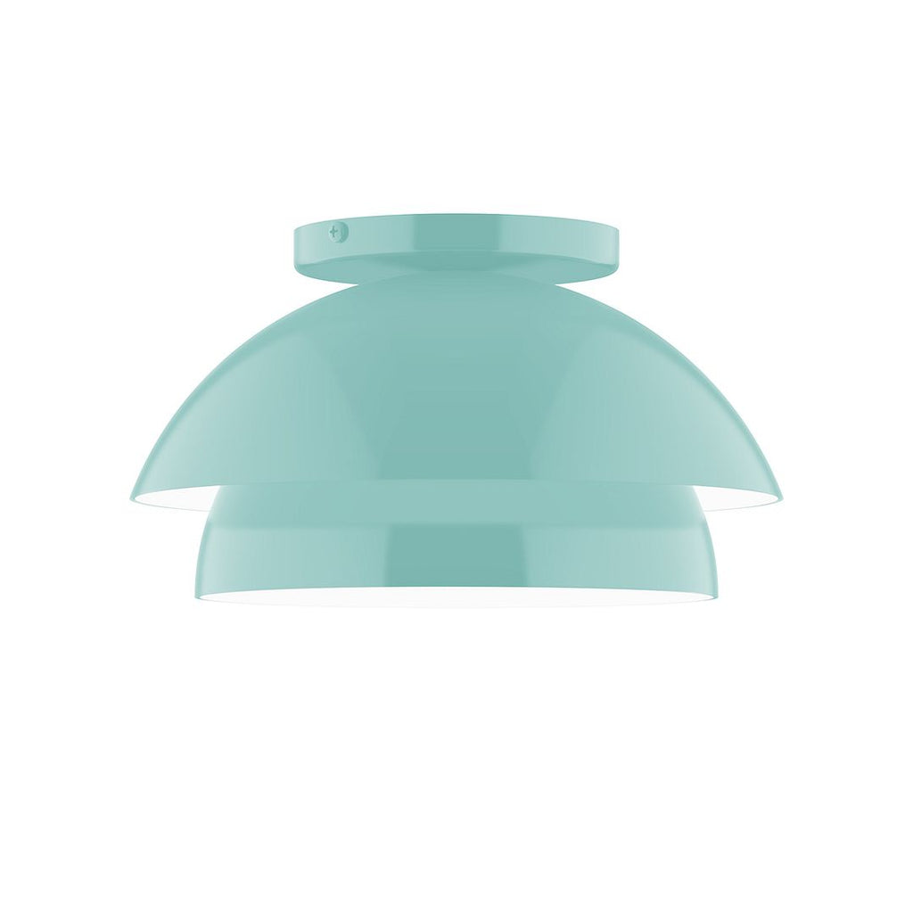 10" Nest Flush Mount With 6 Inch White Opal Glass Globe, Sea Green - FMDX445-G15-48