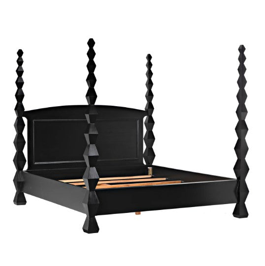 Brancusi Bed, Eastern King, Hand Rubbed Black