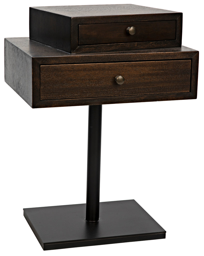 Enola Side Table, Ebony Walnut with Steel Base