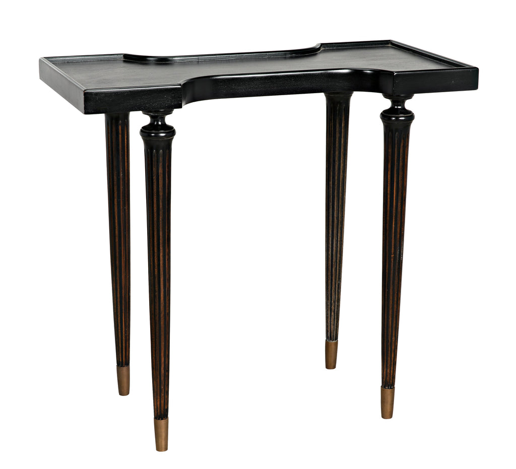 Taylor Side Table, Hand Rubbed Black with Light Brown Trim