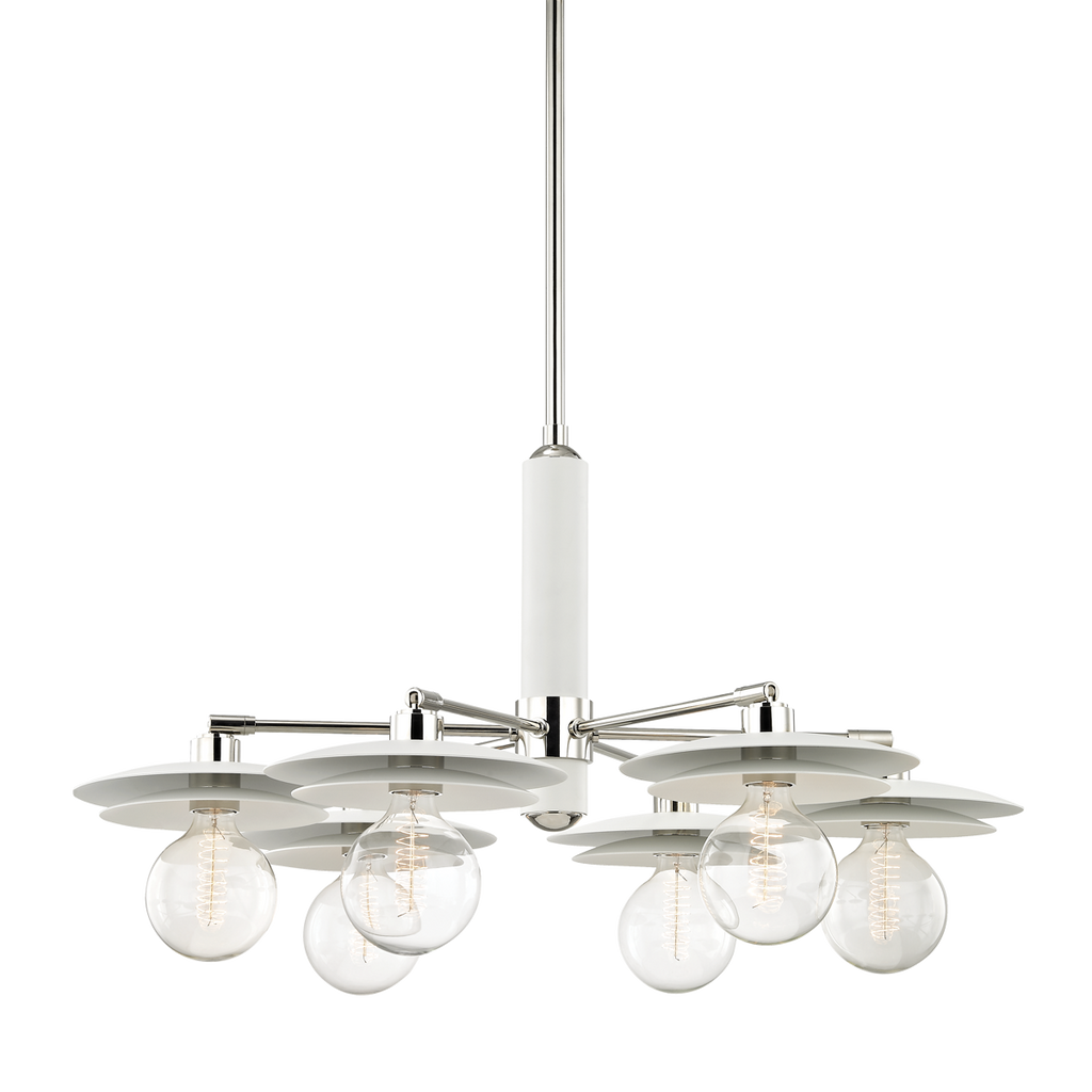 Milla Chandelier 21" - Polished Nickel/White