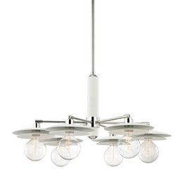 Milla Chandelier 21" - Polished Nickel/White