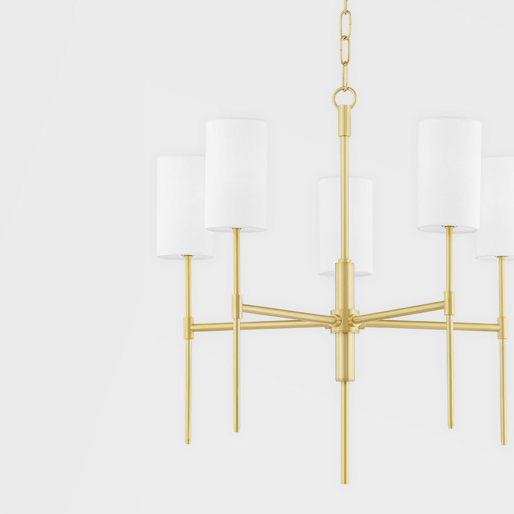 Olivia 5 Light Chandelier - Aged Brass