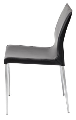 Colter Dining Side Chair - Black with Chrome Steel Legs