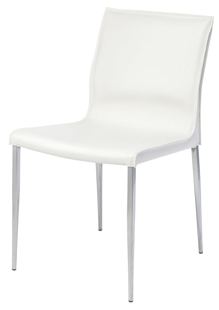 Colter Dining Side Chair - White with Chrome Steel Legs