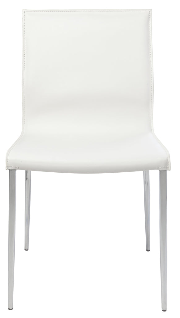 Colter Dining Side Chair - White with Chrome Steel Legs
