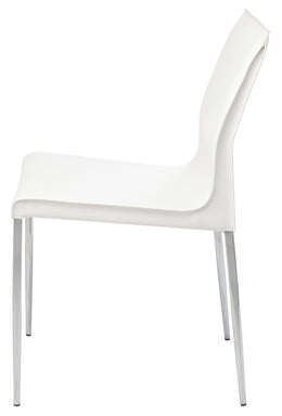 Colter Dining Side Chair - White with Chrome Steel Legs