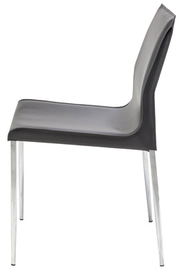 Colter Dining Chair - Dark Grey with Chrome Steel Legs