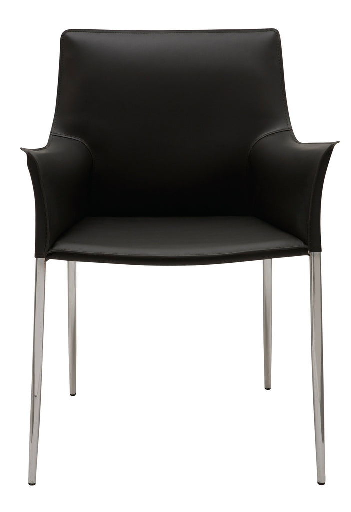 Colter Dining Chair - Black with Chrome Steel Legs