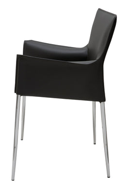 Colter Dining Chair - Black with Chrome Steel Legs