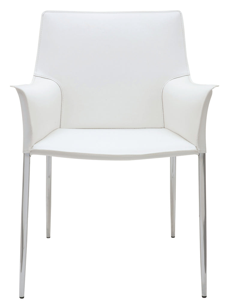 Colter Dining Chair - White with Chrome Steel Legs