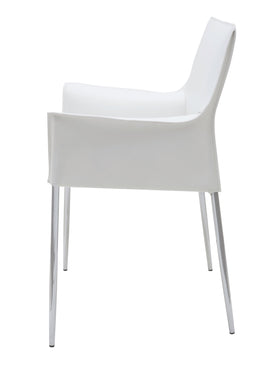 Colter Dining Chair - White with Chrome Steel Legs