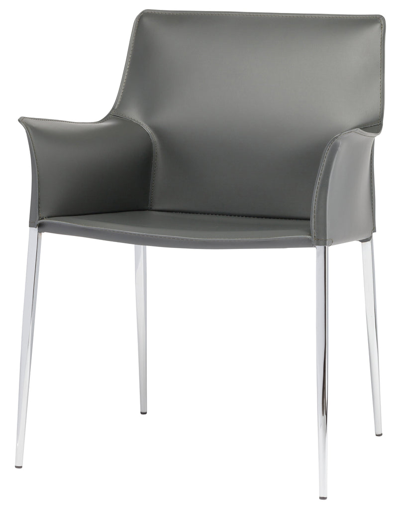 Colter Dining Chair - Dark Grey with Chrome Steel Frame