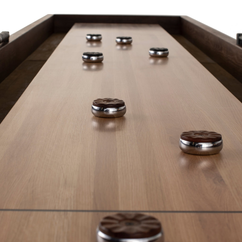 Shuffleboard Gaming Table - Smoked with Black Cast Iron Base