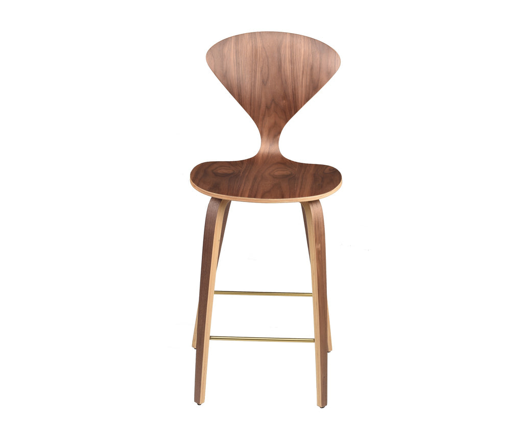 Satine Counter Stool - Walnut with Brushed Gold Footrest