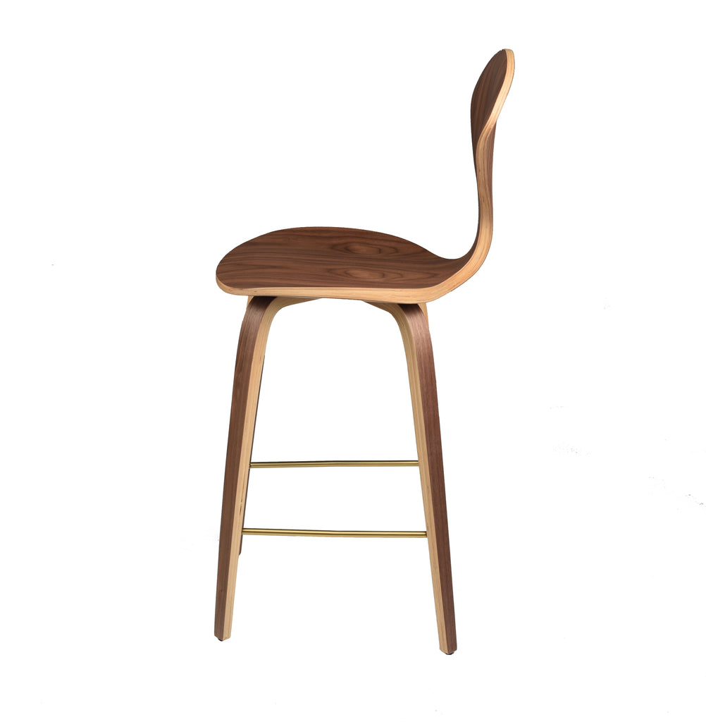 Satine Counter Stool - Walnut with Brushed Gold Footrest