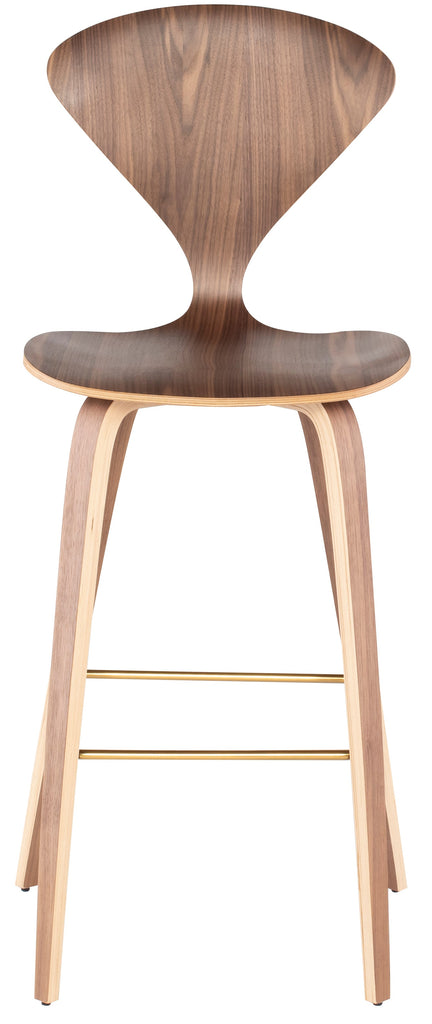 Satine Bar Stool - Walnut with Brushed Gold Footrest