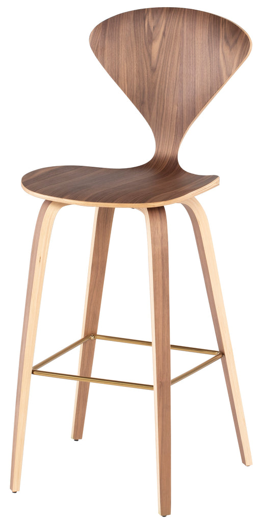 Satine Bar Stool - Walnut with Brushed Gold Footrest