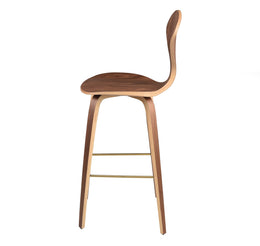 Satine Bar Stool - Walnut with Brushed Gold Footrest