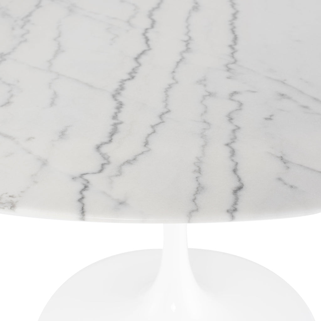 Cal Dining Table White Marble Top, 59"