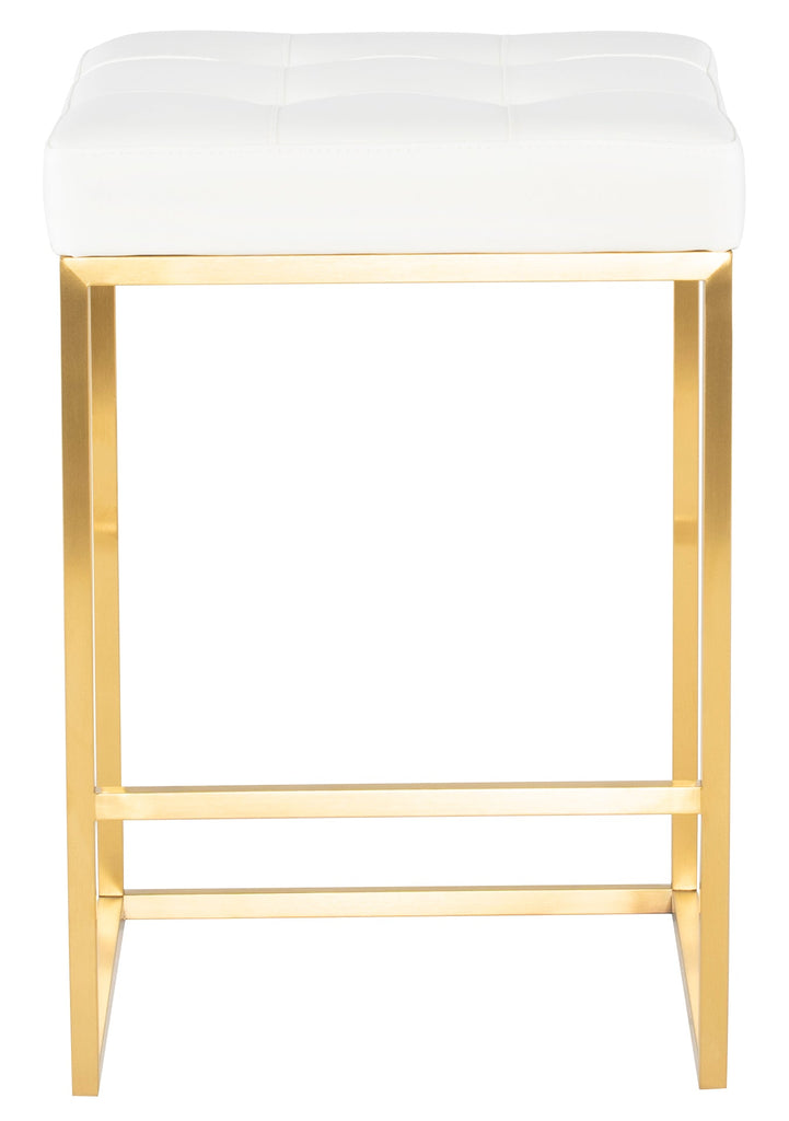 Chi Counter Stool - White with Brushed Gold Frame