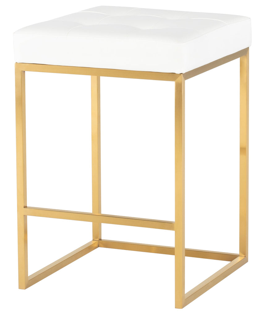 Chi Counter Stool - White with Brushed Gold Frame