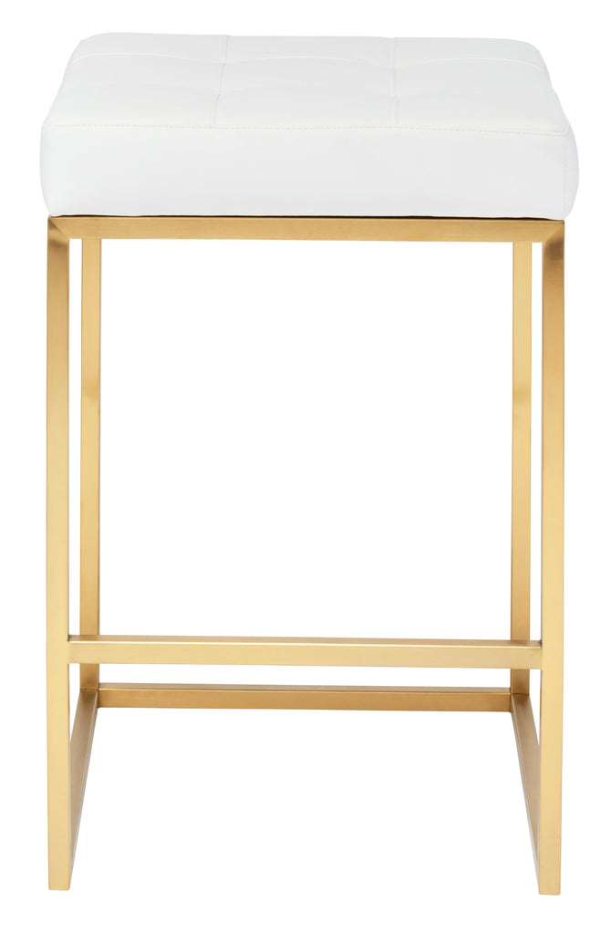 Chi Counter Stool - White with Brushed Gold Frame