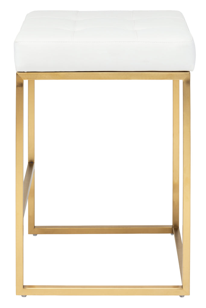 Chi Counter Stool - White with Brushed Gold Frame