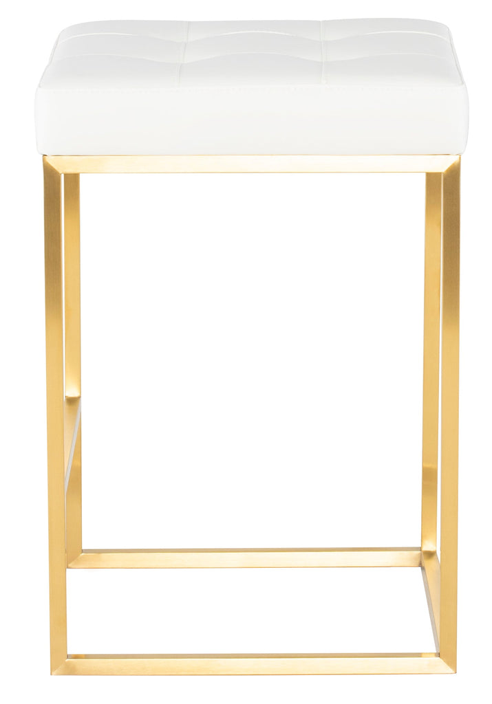 Chi Counter Stool - White with Brushed Gold Frame