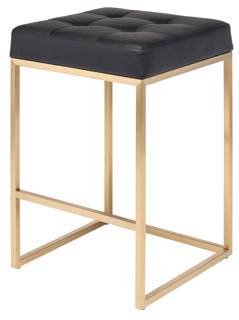 Chi Counter Stool - Black with Brushed Gold Frame