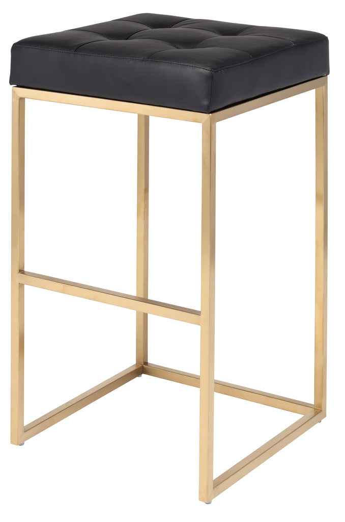 Chi Bar Stool - Black with Brushed Gold Frame