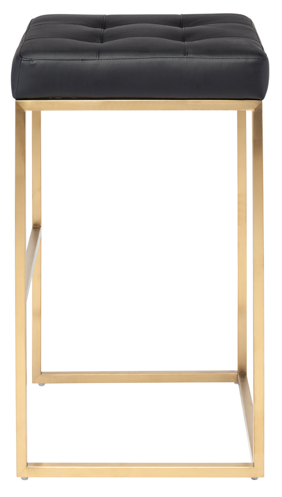 Chi Bar Stool - Black with Brushed Gold Frame