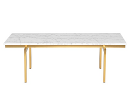 Louve Coffee Table - White with Brushed Gold Base