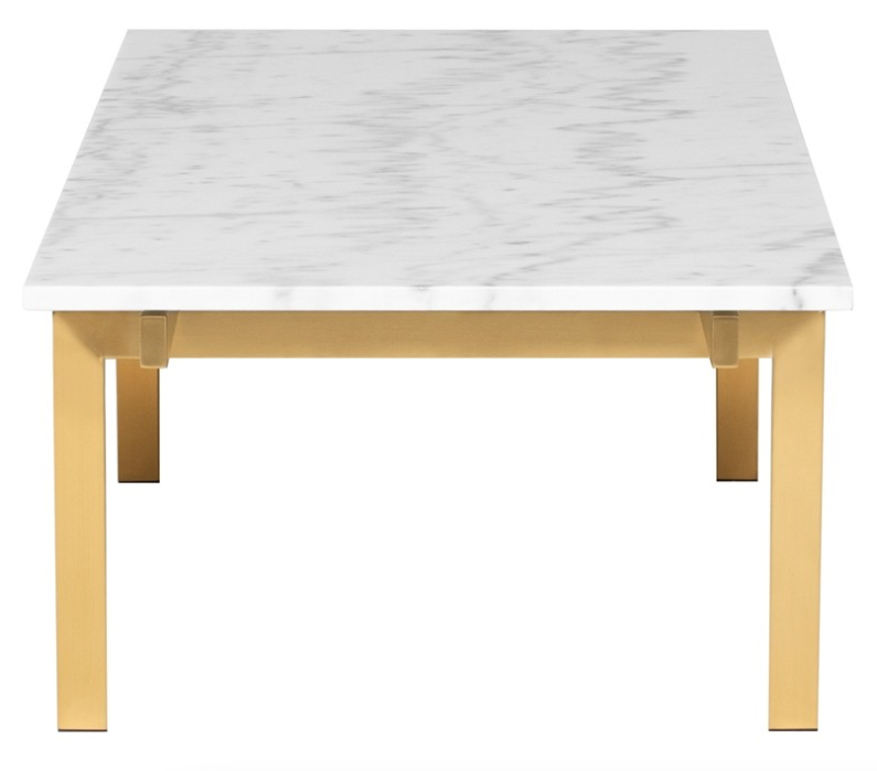 Louve Coffee Table - White with Brushed Gold Base