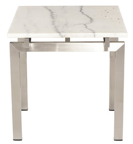 Louve Side Table - White with Brushed Stainless Base