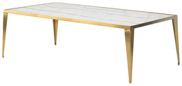 Mink Coffee Table - White with Brushed Gold Base