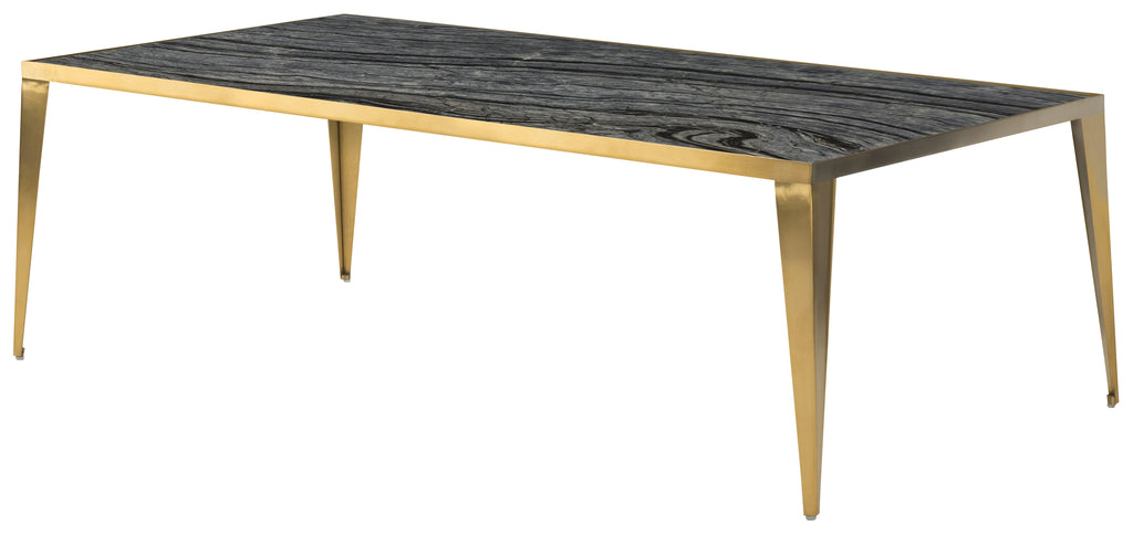 Mink Coffee Table - Black Wood Vein with Brushed Gold Base