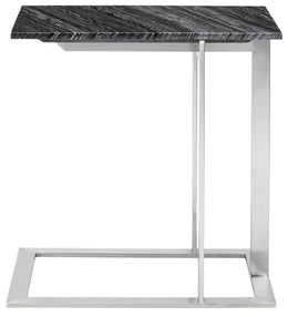 Dell Side Table - Black Wood Vein with Brushed Stainless Base