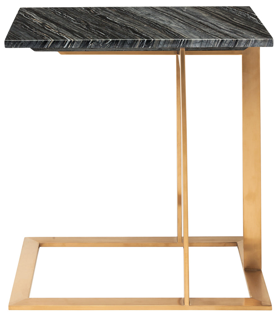 Dell Side Table - Black Wood Vein with Brushed Gold Base