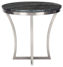 Aurora Side Table - Black Wood Vein with Polished Stainless Base