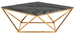 Jasmine Coffee Table - Black Wood Vein with Brushed Gold Base