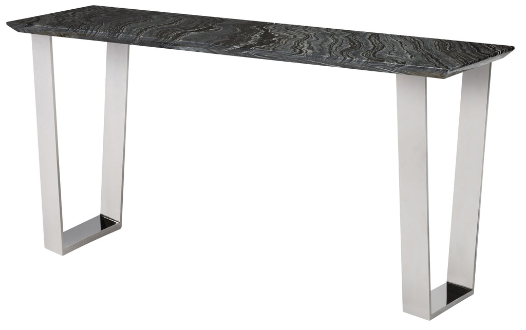 Catrine Console Table - Black Wood Vein with Polished Stainless Legs