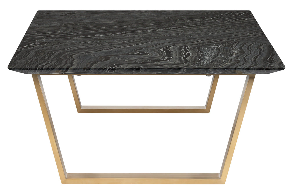 Catrine Coffee Table - Black Wood Vein with Brushed Gold Legs