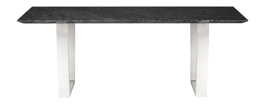 Catrine Dining Table - Black Wood Vein with Polished Stainless Legs