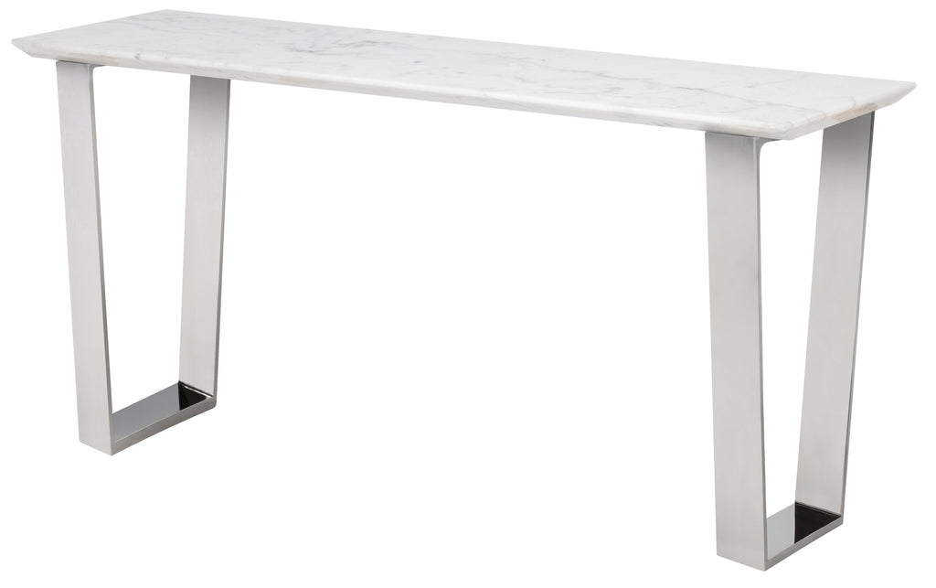 Catrine Console Table - White with Polished Stainless Legs