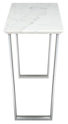Catrine Console Table - White with Polished Stainless Legs
